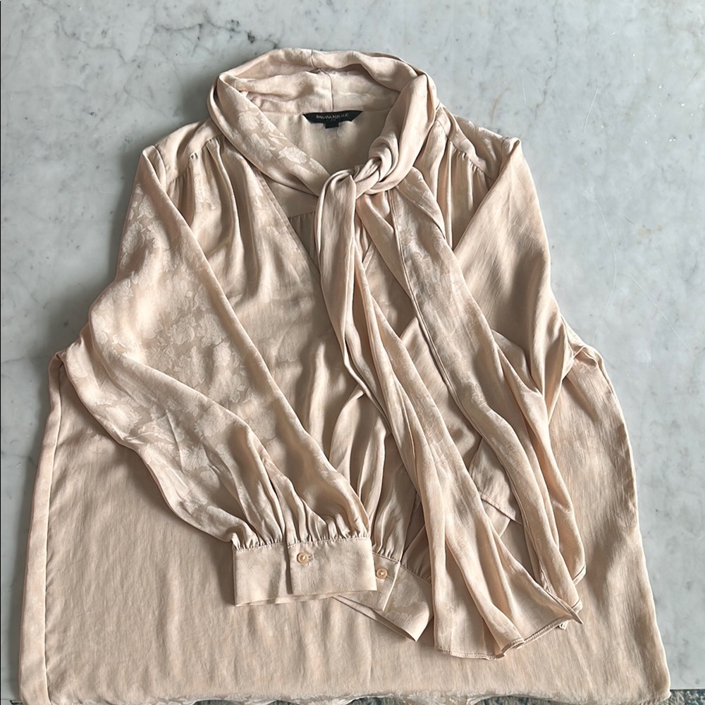 Elegant Cream Blouse with Scarf Detail